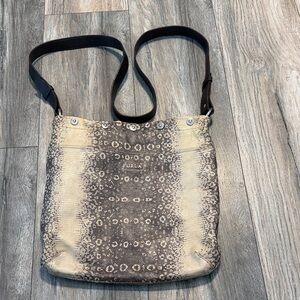 Furla Black and Cream Patterned Shoulder Bag